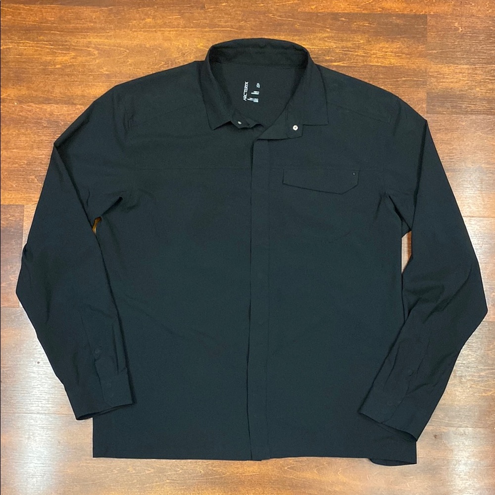 Arc'teryx Shirt Mens Size XG Black Stretch Skyline Snap Button Up Long Sleeve